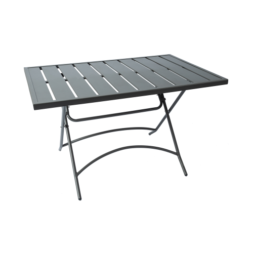 Mesa retangular dobrável de metal de 120 * 80 cm com tampo de ripa